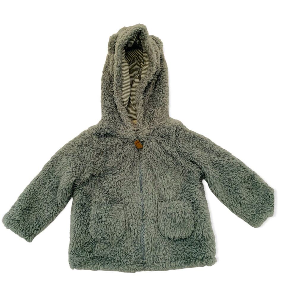 12 Months‎ Carters Blue Green Plush Fuzzy Full Zip Jacket Hooded Ears